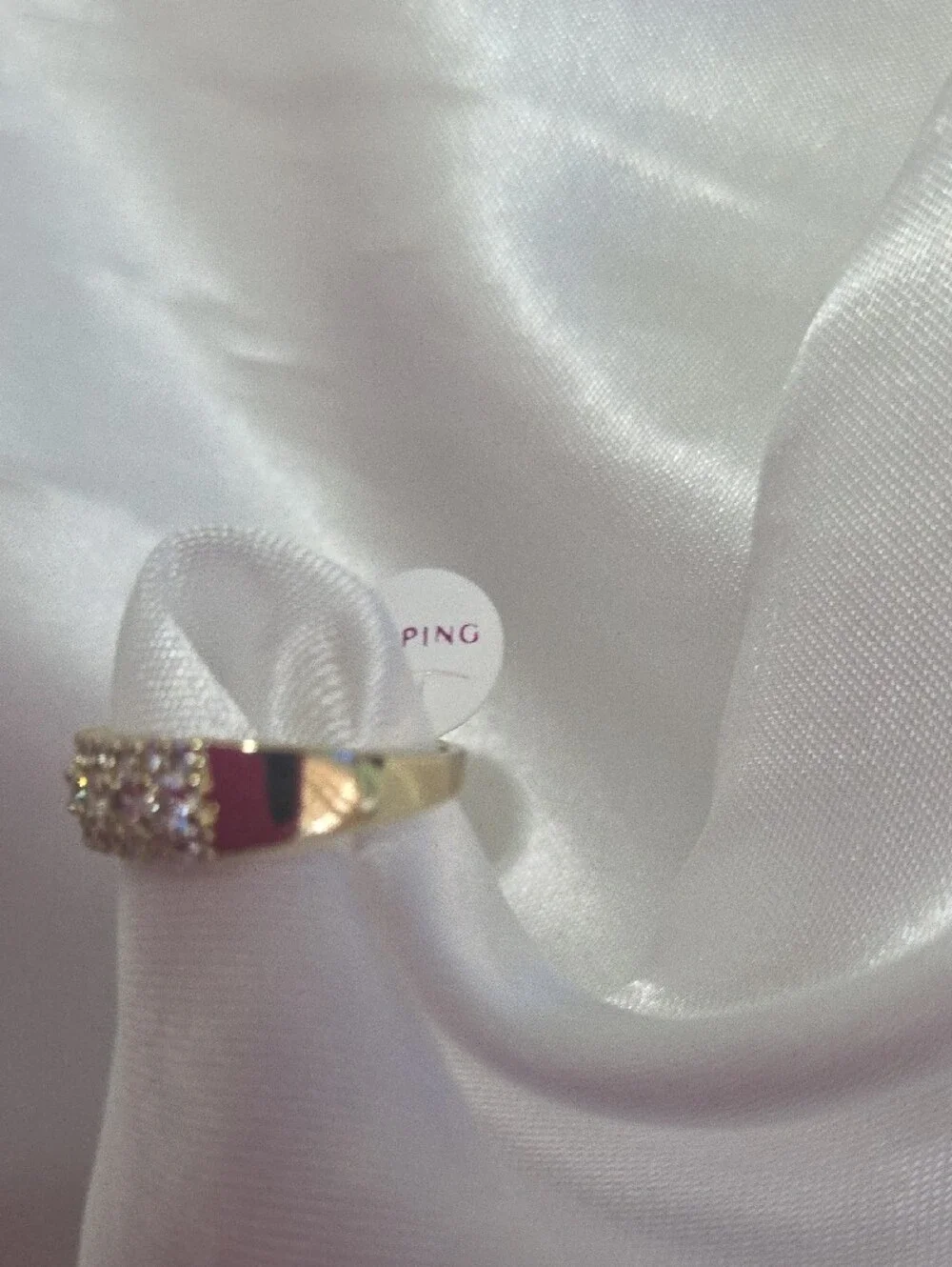 18K Gold Laminated Gold Band Ring with Clear Stones Suze 7